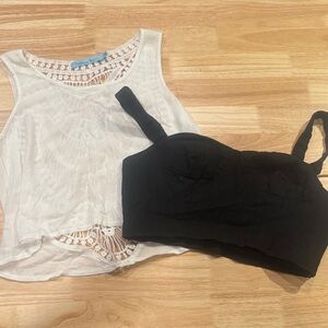 Solitaire Elegant Black and Cream Crop Tops